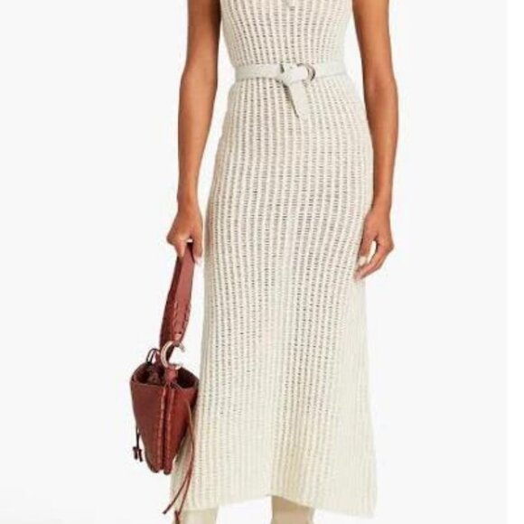 CHLOÉ Women's Open-knit Ribbed Maxi Dress Long dresses  wool, silk, cashmere - Picture 5 of 8